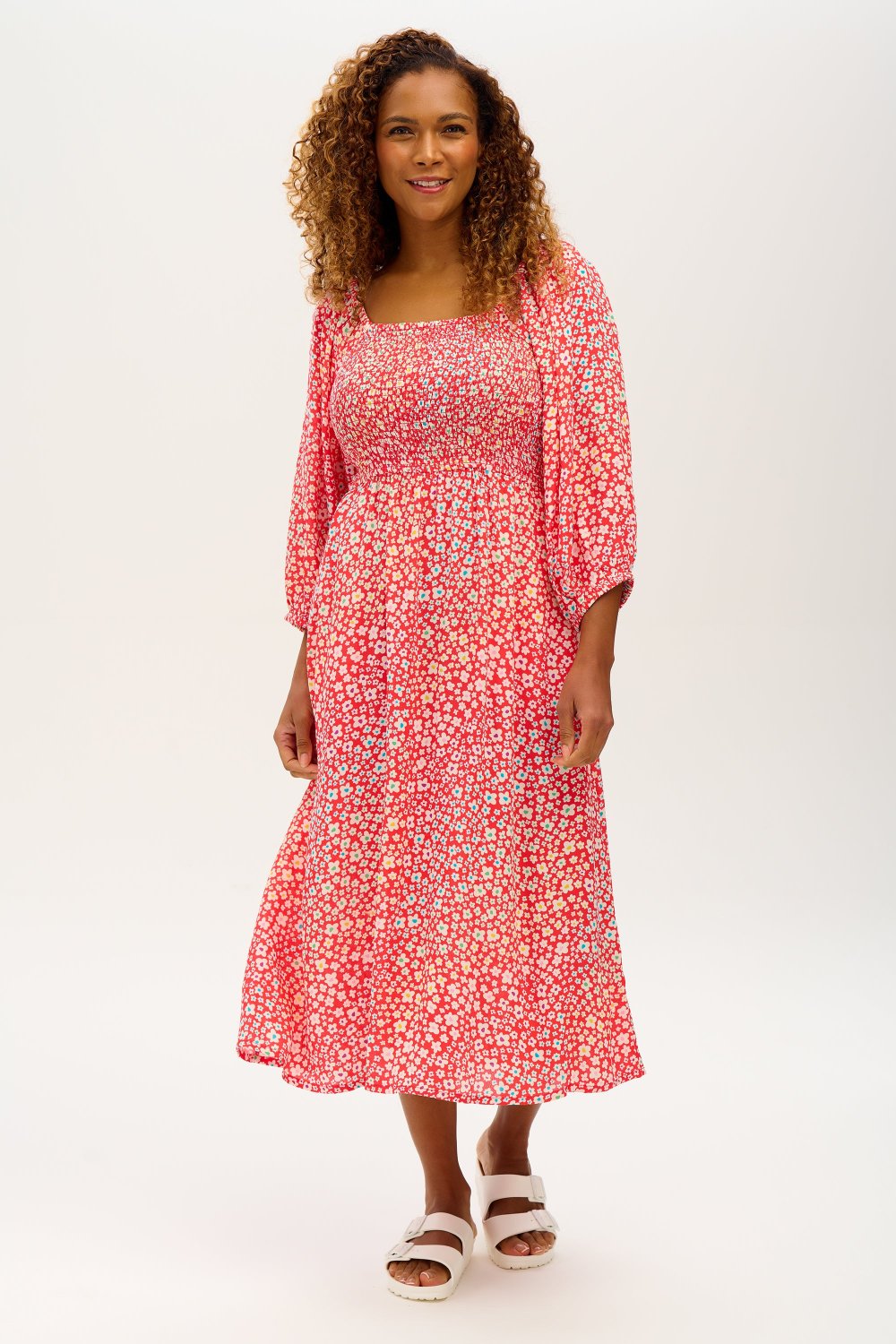 Midi-Kleid Raquel mit Puffärmeln