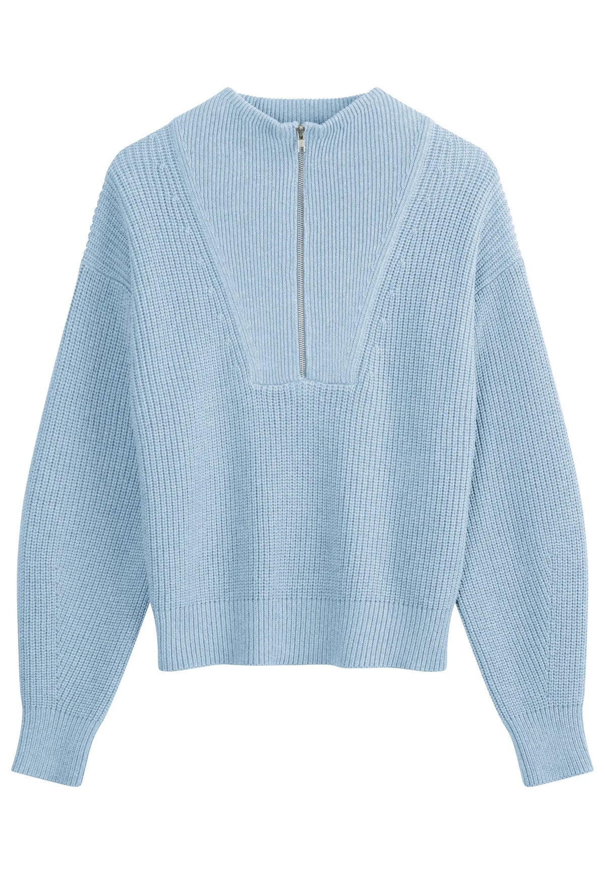 Damen Rippstrick Troyer salty blue melange Style KIMAYA