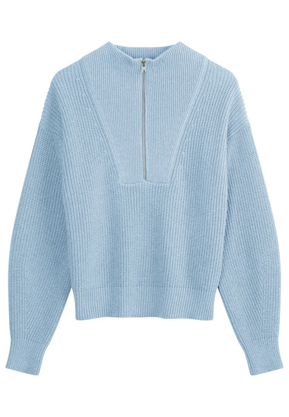 Damen Rippstrick Troyer salty blue melange Style KIMAYA