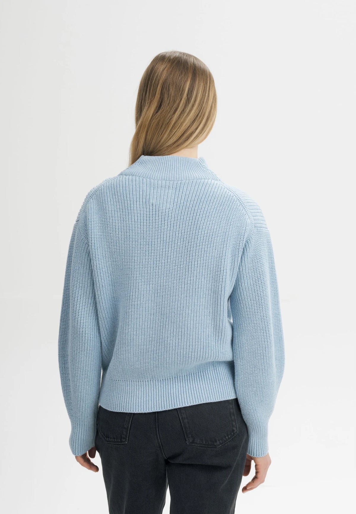 Damen Rippstrick Troyer salty blue melange Style KIMAYA