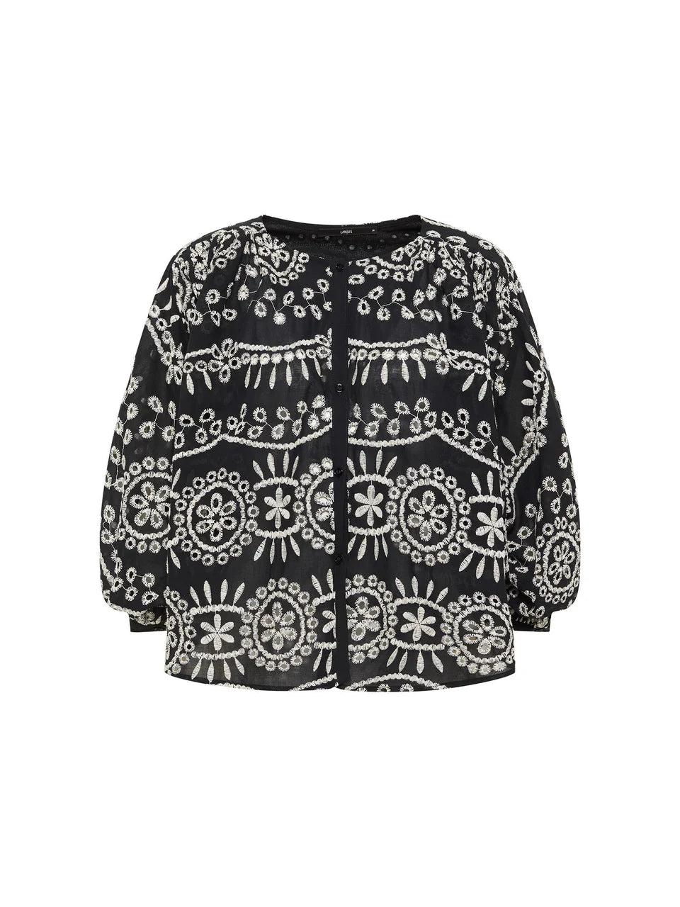 STICKEREIBLUSE MIT KRÄUSELN