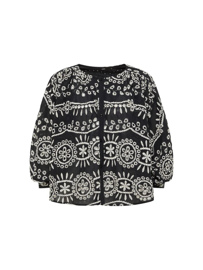 STICKEREIBLUSE MIT KRÄUSELN