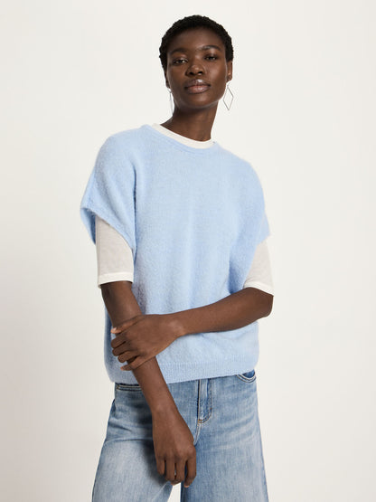 Pullunder aus Schurwolle- Alpaka – Gestreift