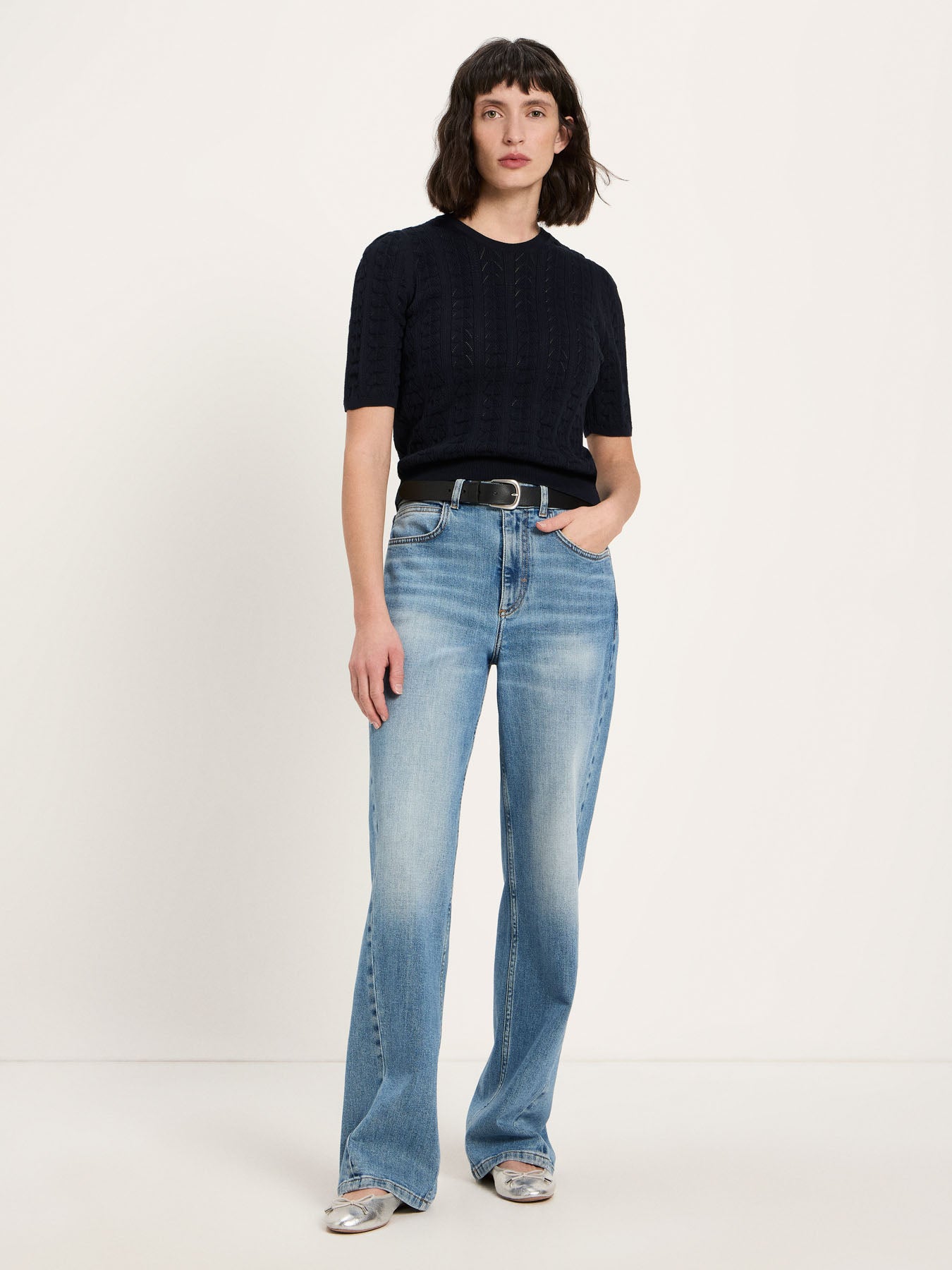 Kurzarmpullover aus 100% Baumwolle – Farbe Onyx