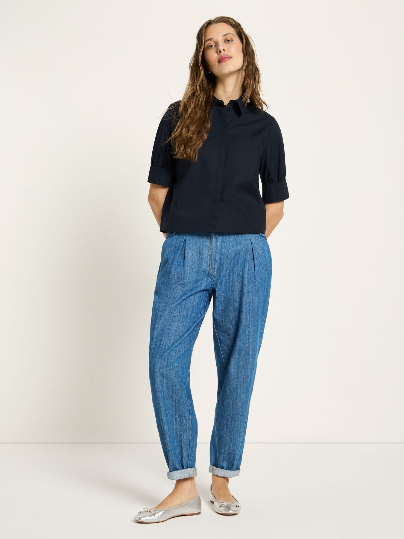 Bluse mit Puffärmeln aus Bio-Baumwolle (GOTS)