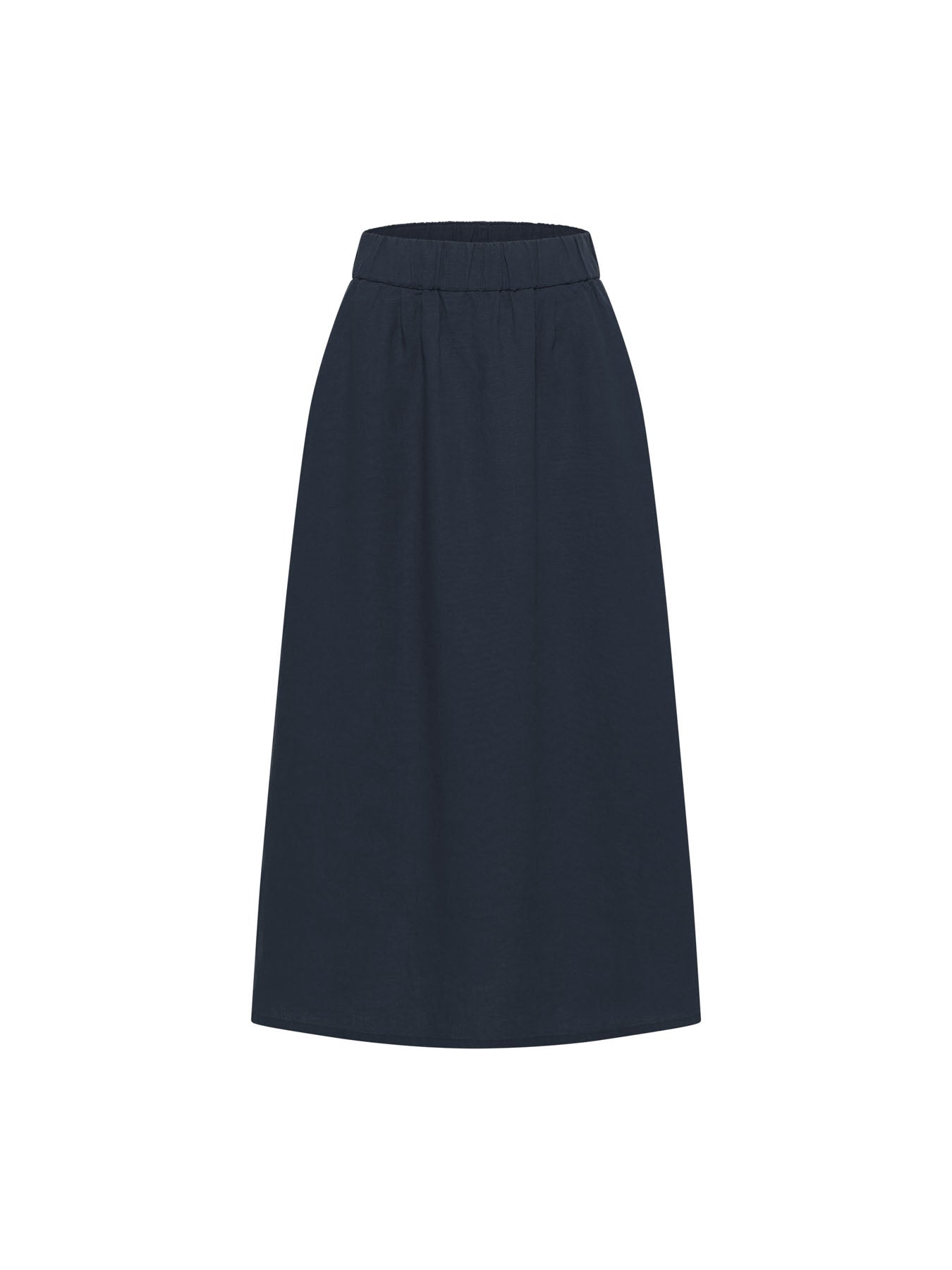 Midirock aus 100% Leinen – Farbe Midnight