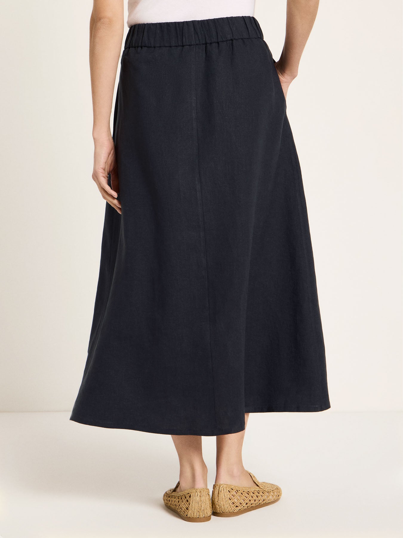 Midirock aus 100% Leinen – Farbe Midnight