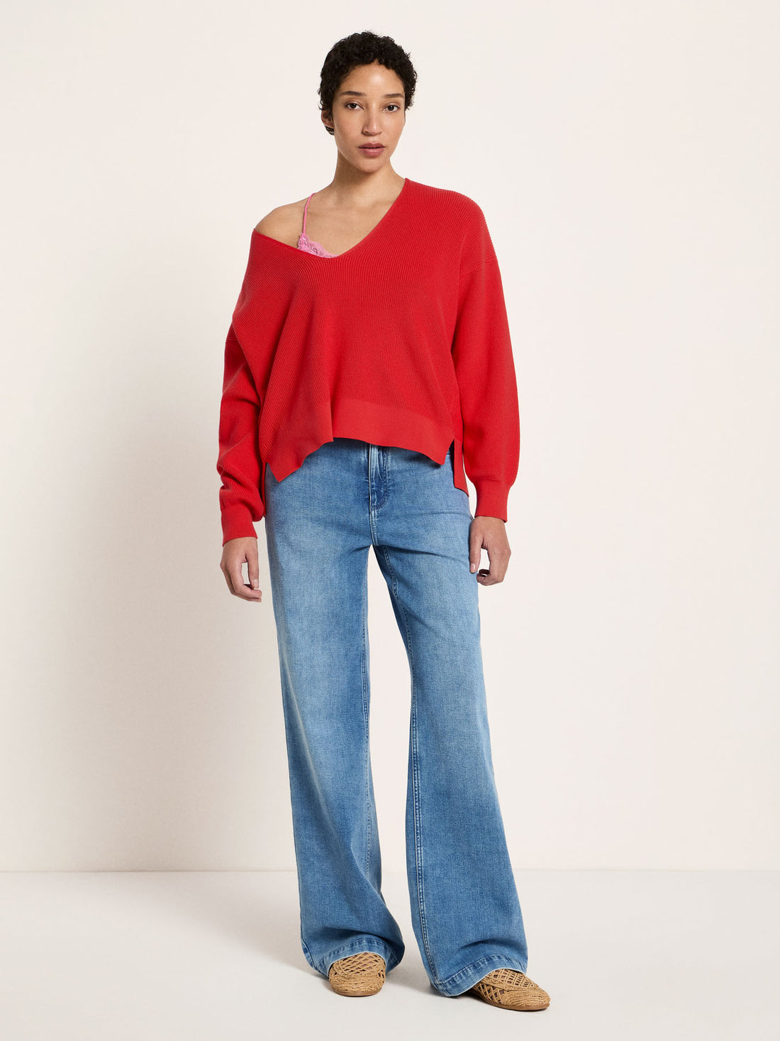 Pullover mit V-Ausschnitt aus Bio-Baumwolle (GOTS)