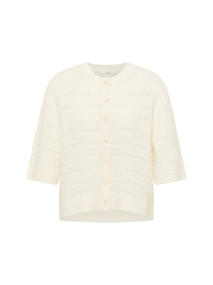 Strickjacke mit 3/4-Arm und Ajour-Strick