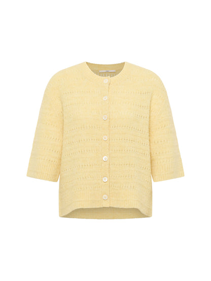 Strickjacke mit 3/4-Arm und Ajour-Strick