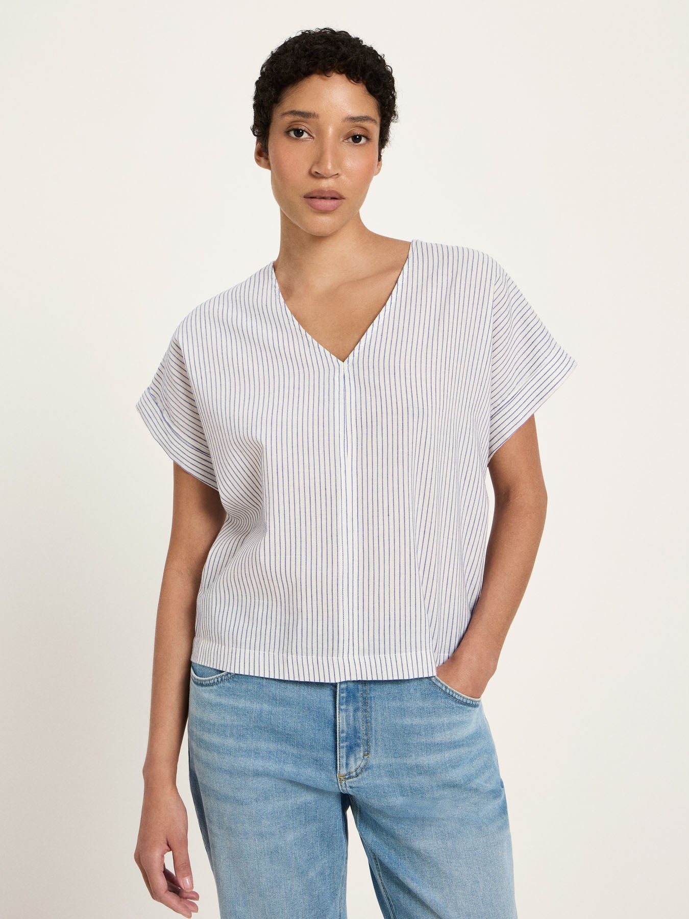 Blusenshirt aus Bio-Baumwolle, ECOVERO™ &amp;amp; Leinen (GOTS)