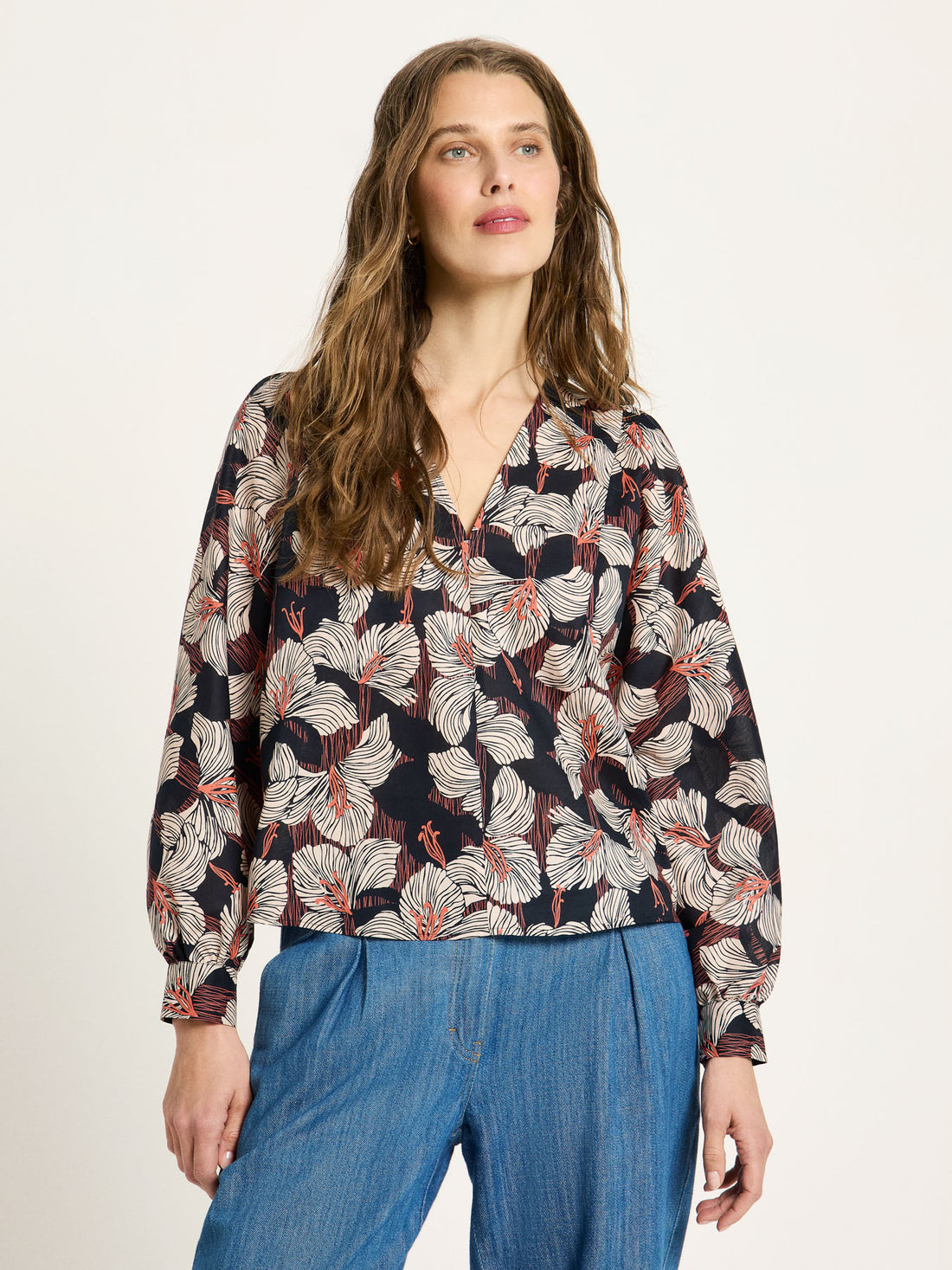 Bluse mit Kräuseln aus Bio Baumwollen -GOTS Bluse