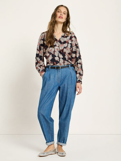 Bluse mit Kräuseln aus Bio Baumwollen -GOTS Bluse