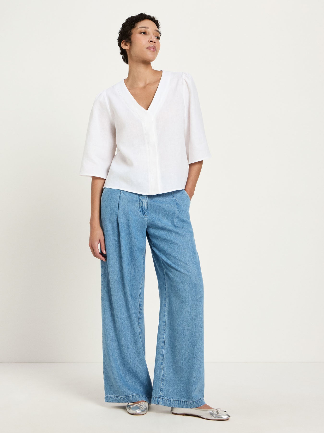 3/4-Arm-Bluse aus 100% Bio-Leinen – GOTS-zertifiziert