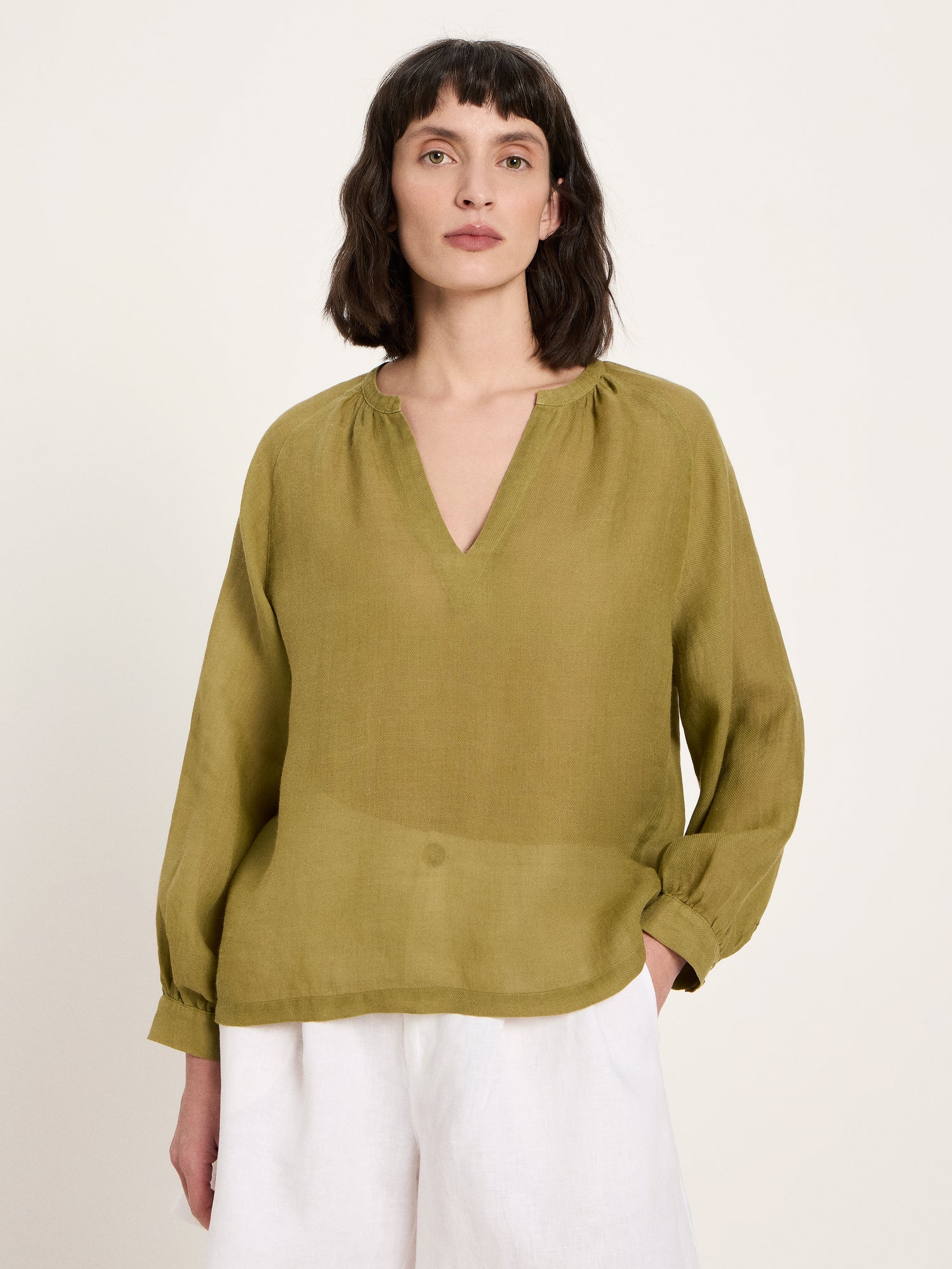 3/4-Arm Bluse aus Leine