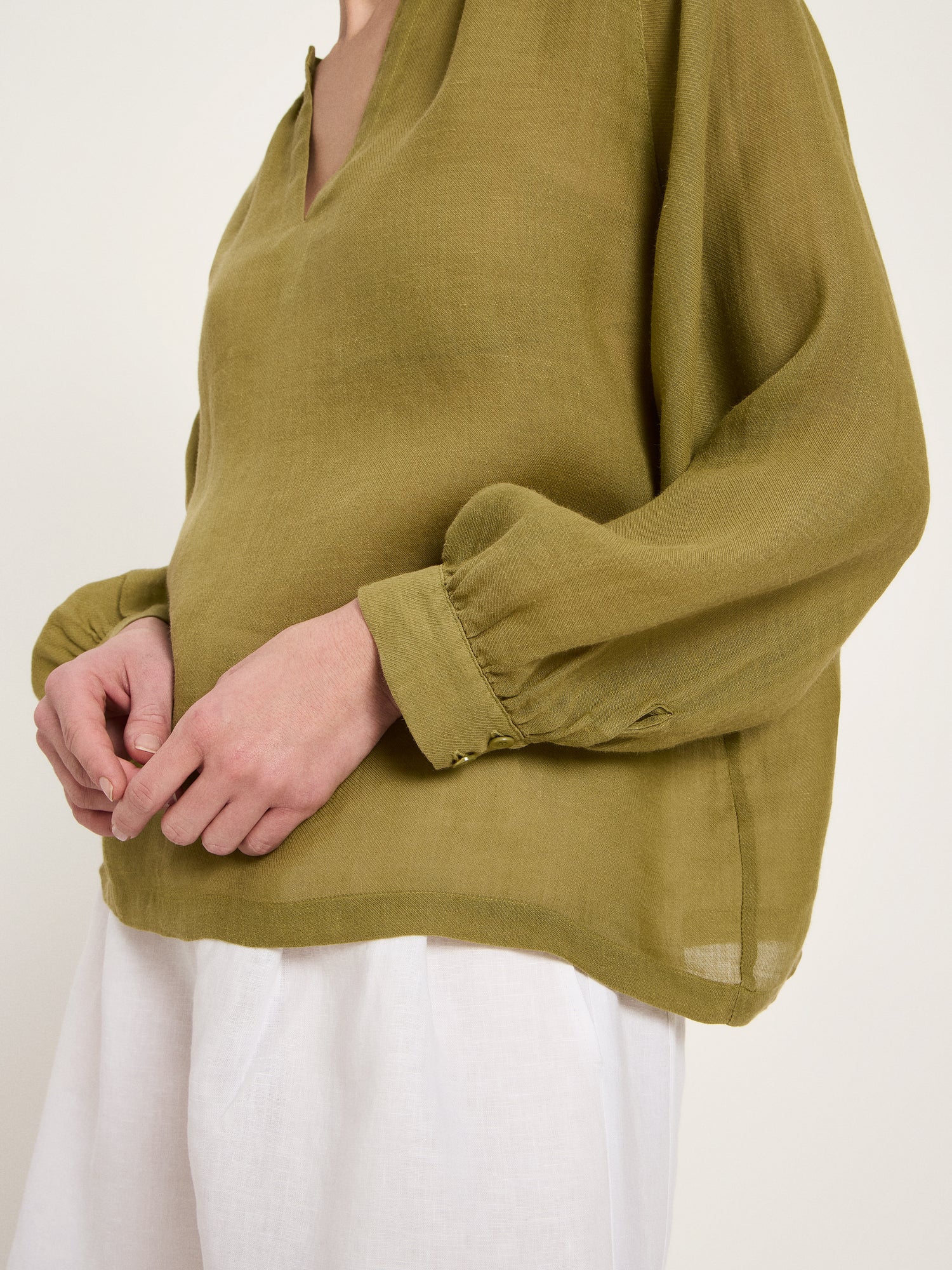 3/4-Arm Bluse aus Leine