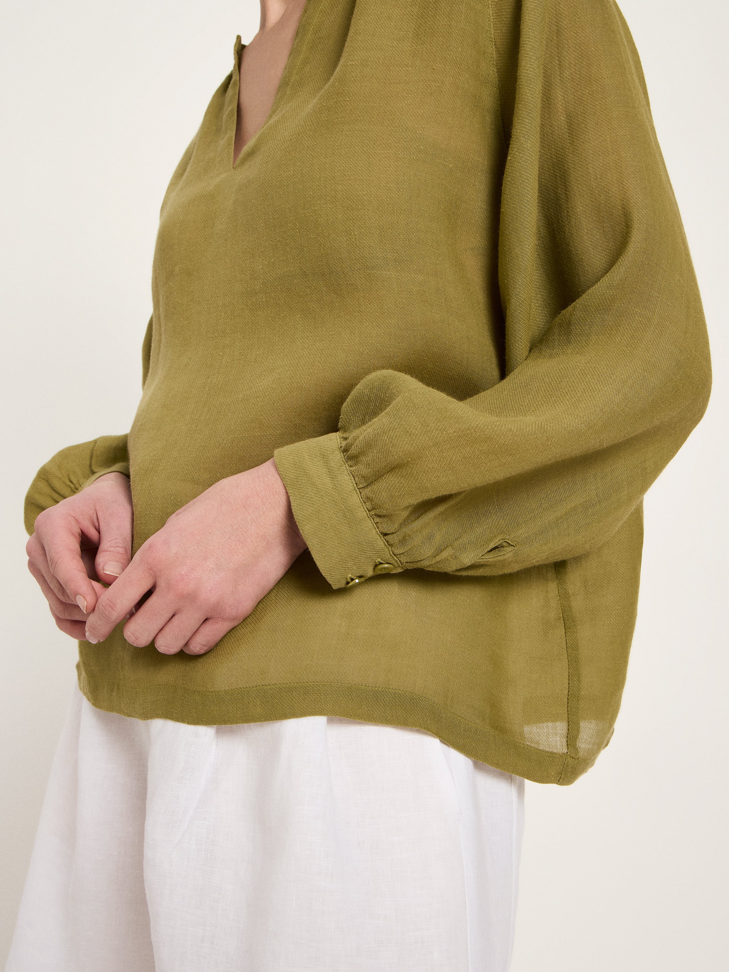 3/4-Arm Bluse aus Leine