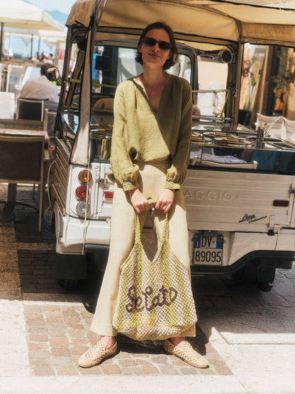 3/4-Arm Bluse aus Leine