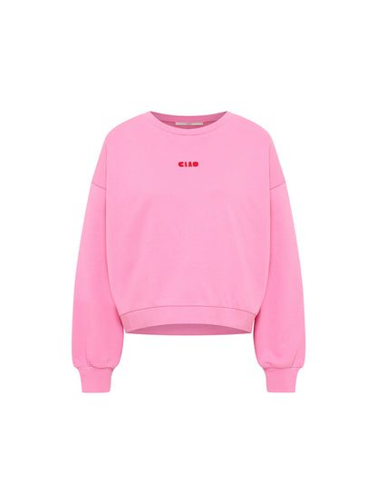 Statement-Sweatshirt „CIAO BELLA“ – Farbe Bright Orchid