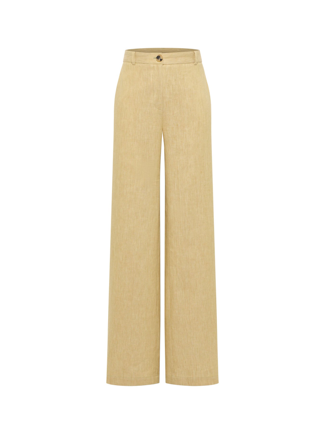 Marlenehose aus Leinen-Mix – khaki/creme