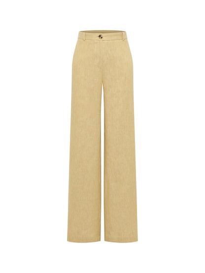 Marlenehose aus Leinen-Mix – khaki/creme