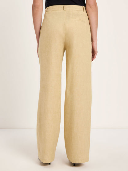 Marlenehose aus Leinen-Mix – khaki/creme