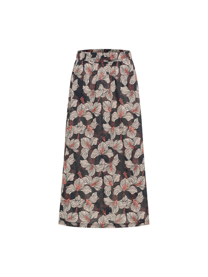 Midirock „Print Bloom Onyx“ – 100% Bio-Baumwolle