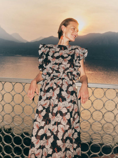 Midirock „Print Bloom Onyx“ – 100% Bio-Baumwolle