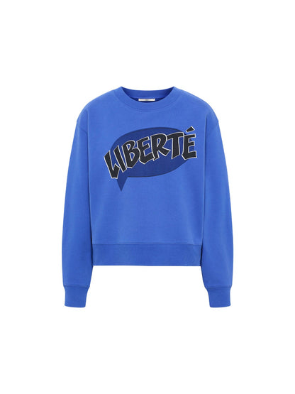 Statement Sweatshirt GOTS aus Bio-Baumwolle in electric blue