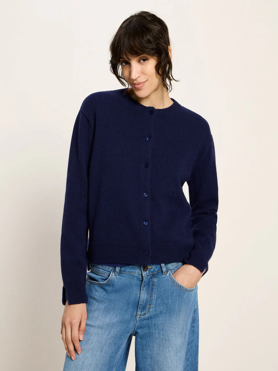 Boxy Strickjacke (GOTS) aus Bio-Schurwolle und Bio-Baumwolle