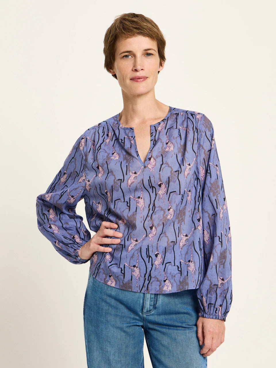 LANGARM BLUSE MIT KRÄUSELN