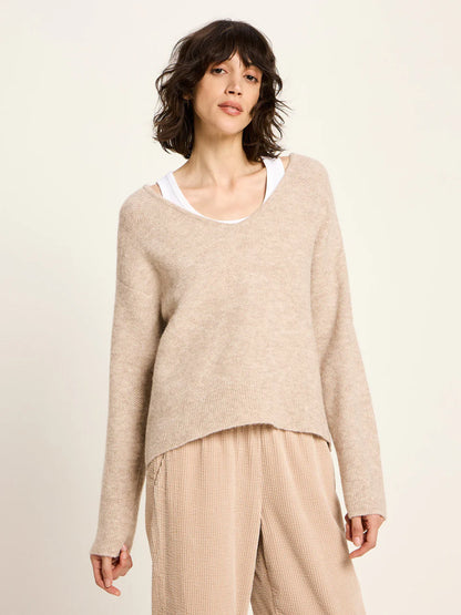 Pullover mit V-Ausschnitt aus Alpakawolle und Schurwolle