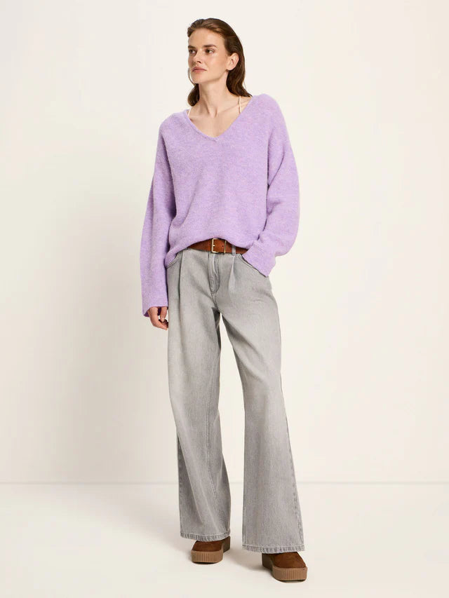 Pullover mit V-Ausschnitt aus Alpakawolle und Schurwolle