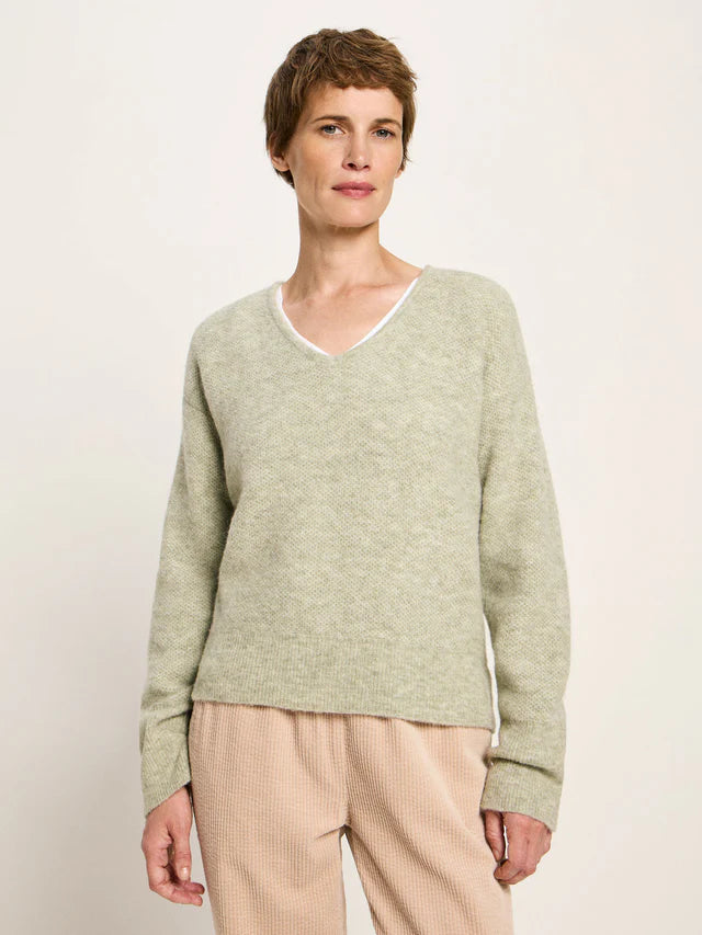 Pullover mit V-Ausschnitt aus Alpakawolle und Schurwolle