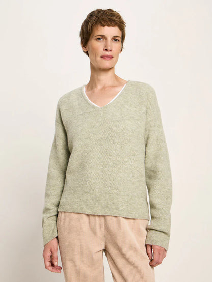 Pullover mit V-Ausschnitt aus Alpakawolle und Schurwolle