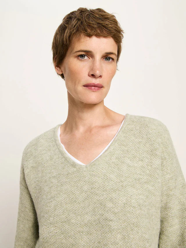 Pullover mit V-Ausschnitt aus Alpakawolle und Schurwolle