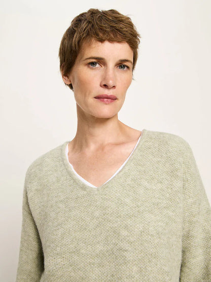 Pullover mit V-Ausschnitt aus Alpakawolle und Schurwolle