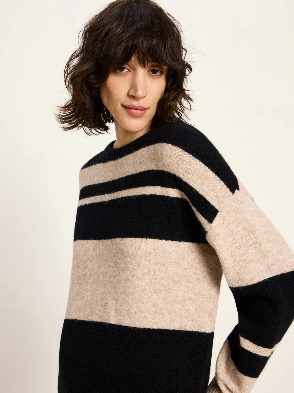 Streifenpullover aus Alpakawolle und Schurwolle
