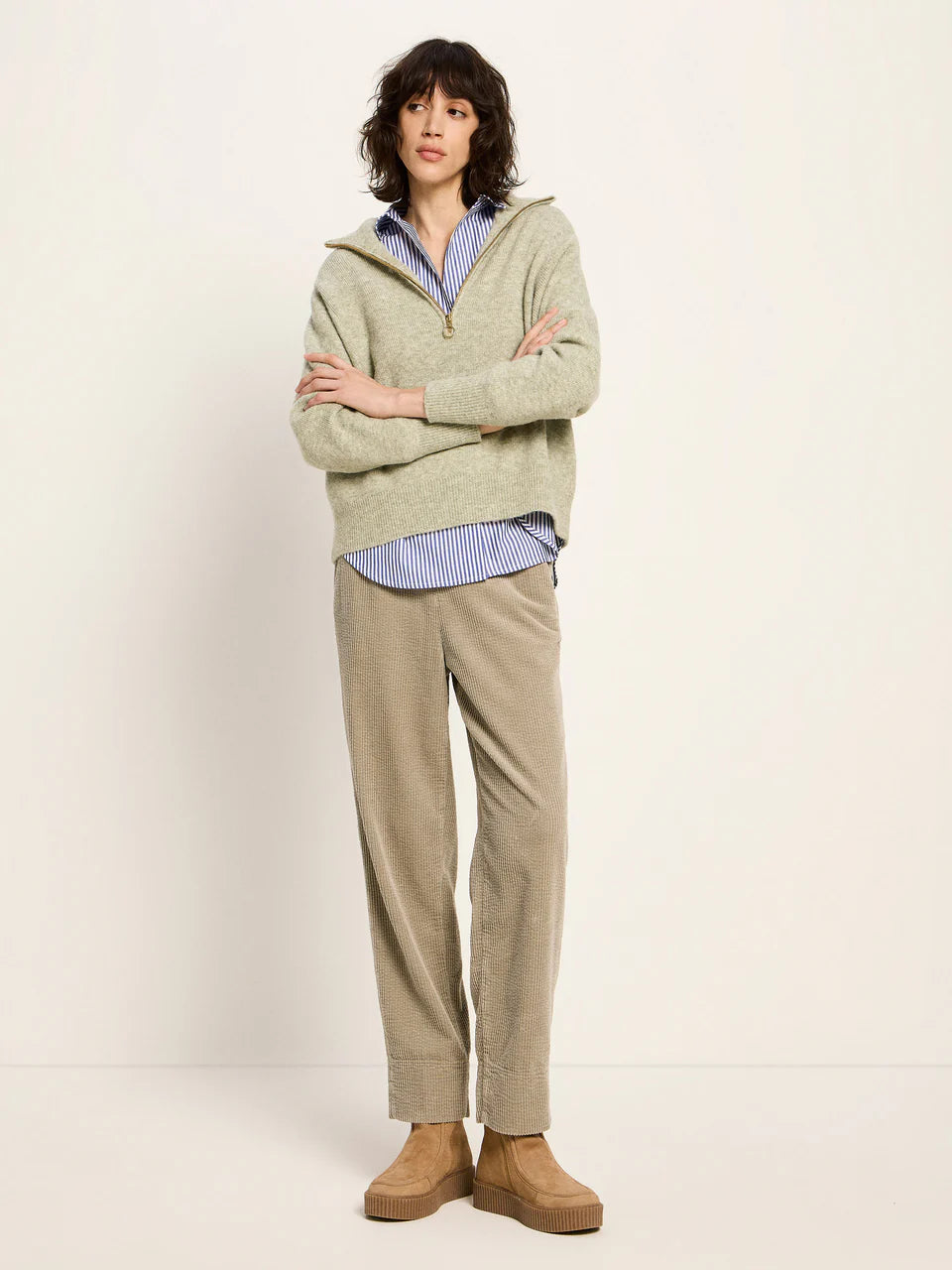 Half-Zip Pullover aus Alpakawolle und Schurwolle