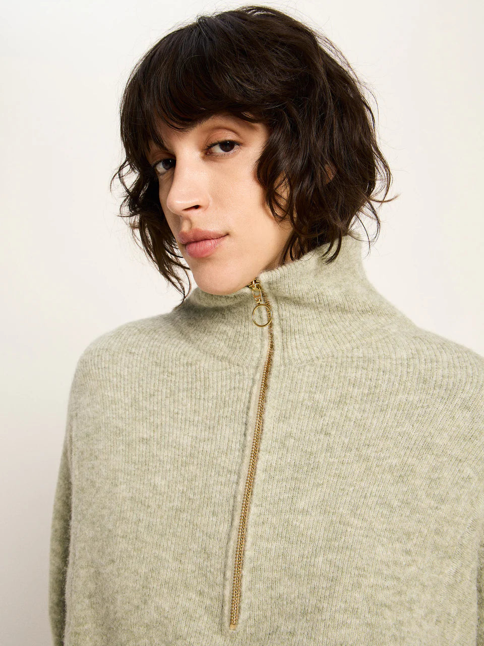 Half-Zip Pullover aus Alpakawolle und Schurwolle