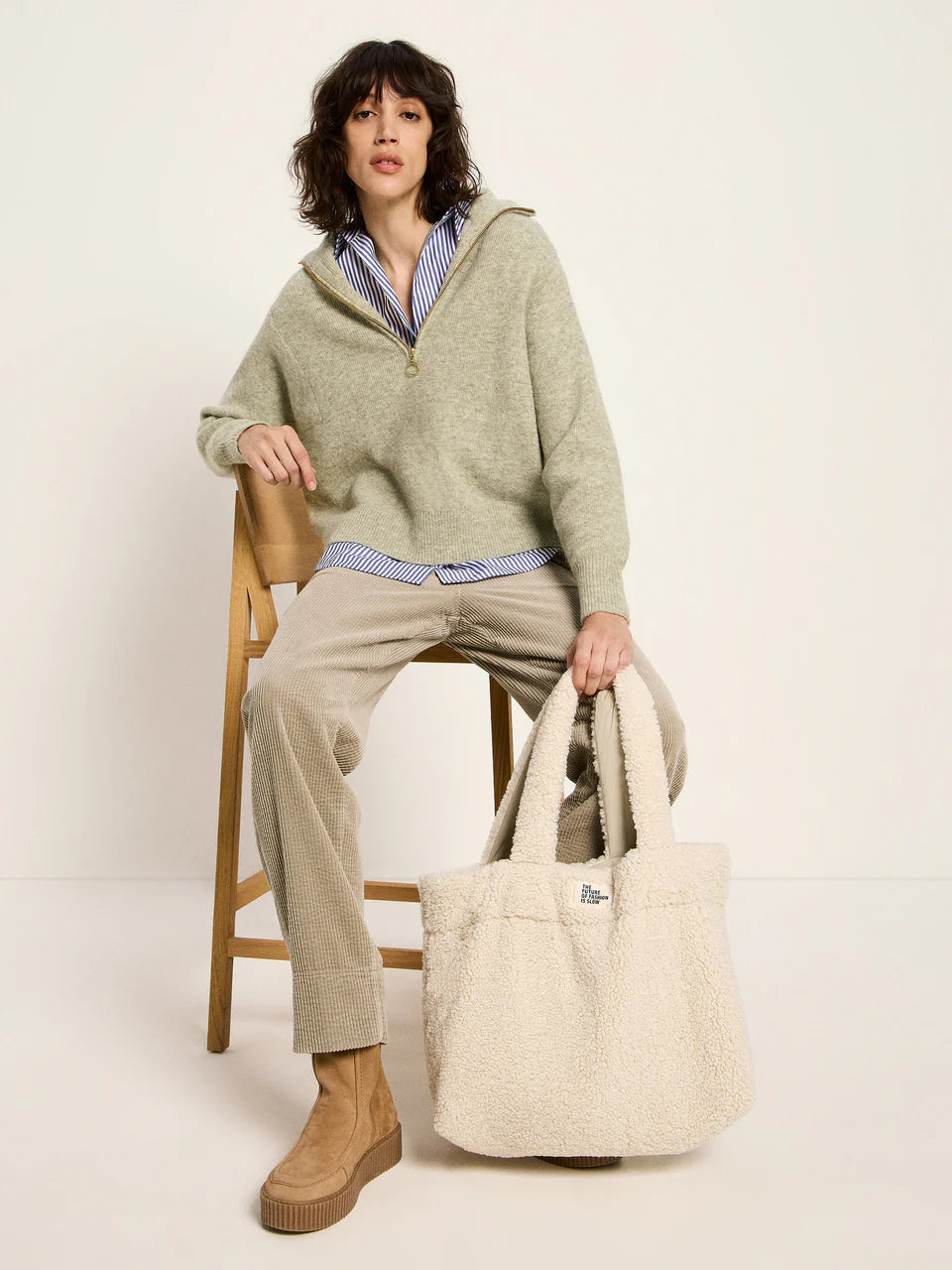 Half-Zip Pullover aus Alpakawolle und Schurwolle