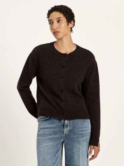 Boxy Strickjacke GOTS – Bitter Chocolate Tweed