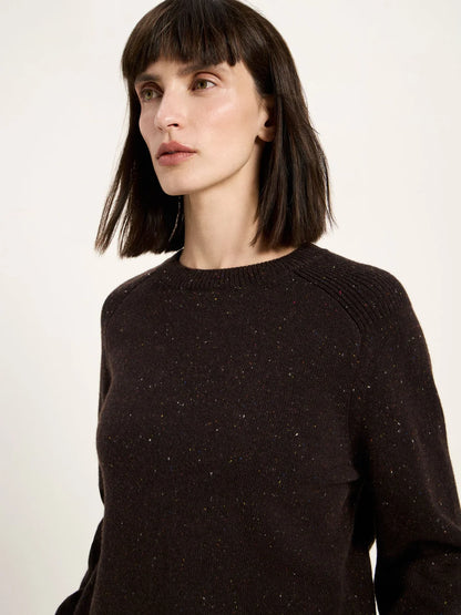 Cropped Pullover GOTS – Bitter Chocolate Tweed