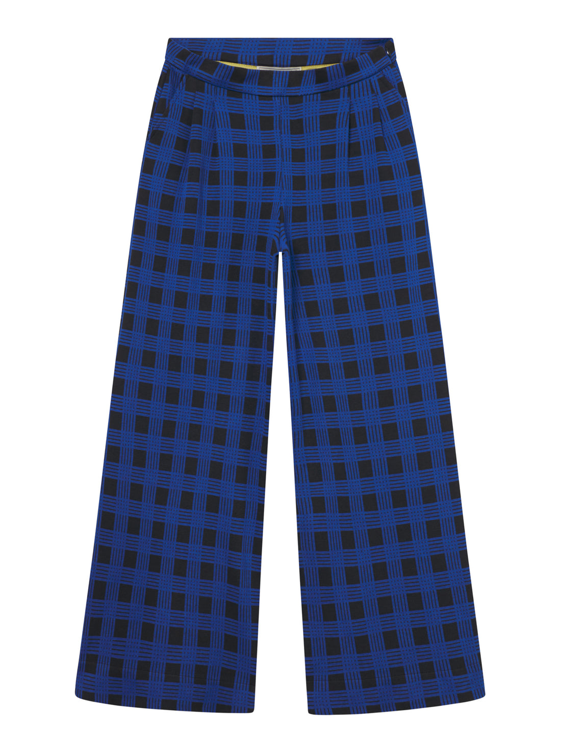 Lizzy Stardust Palazzo Trousers in Checker Blue Black – karierte Hose mit weitem Bein