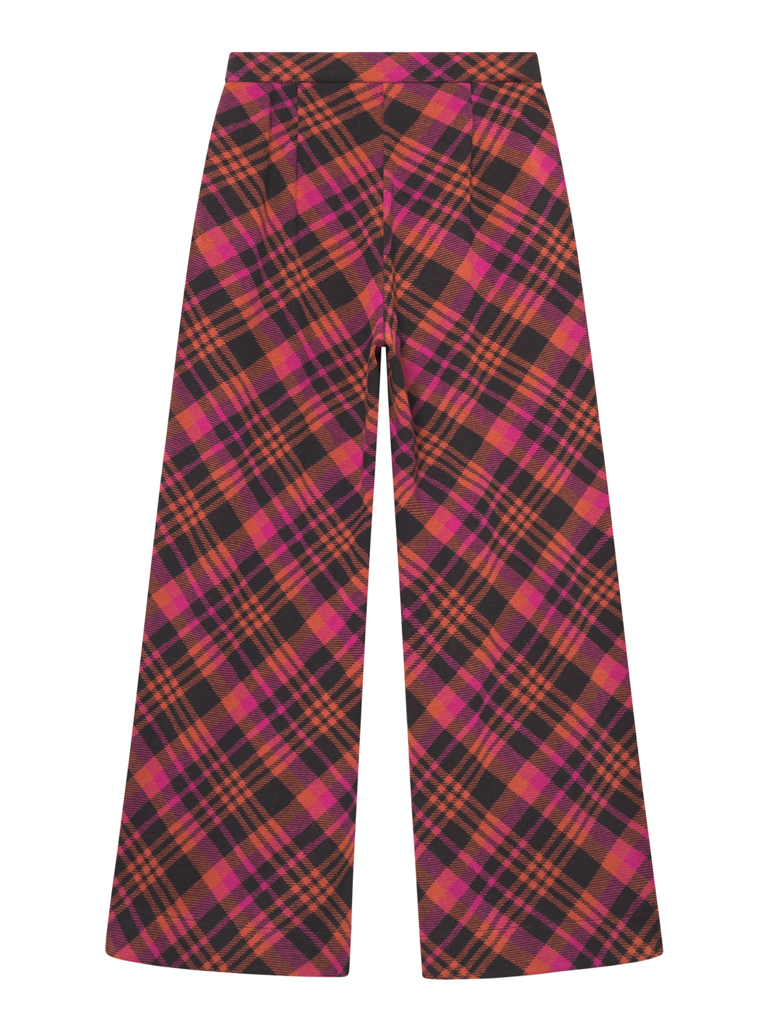 Lizzy Stardust Palazzo Trousers in Checker Pink/Orange – karierte Hose mit weitem Bein