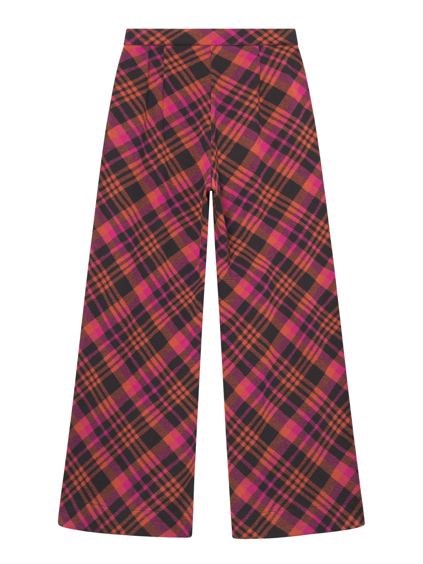 Lizzy Stardust Palazzo Trousers in Checker Pink/Orange – karierte Hose mit weitem Bein