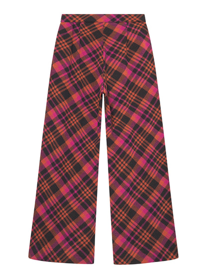 Lizzy Stardust Palazzo Trousers in Checker Pink/Orange – karierte Hose mit weitem Bein