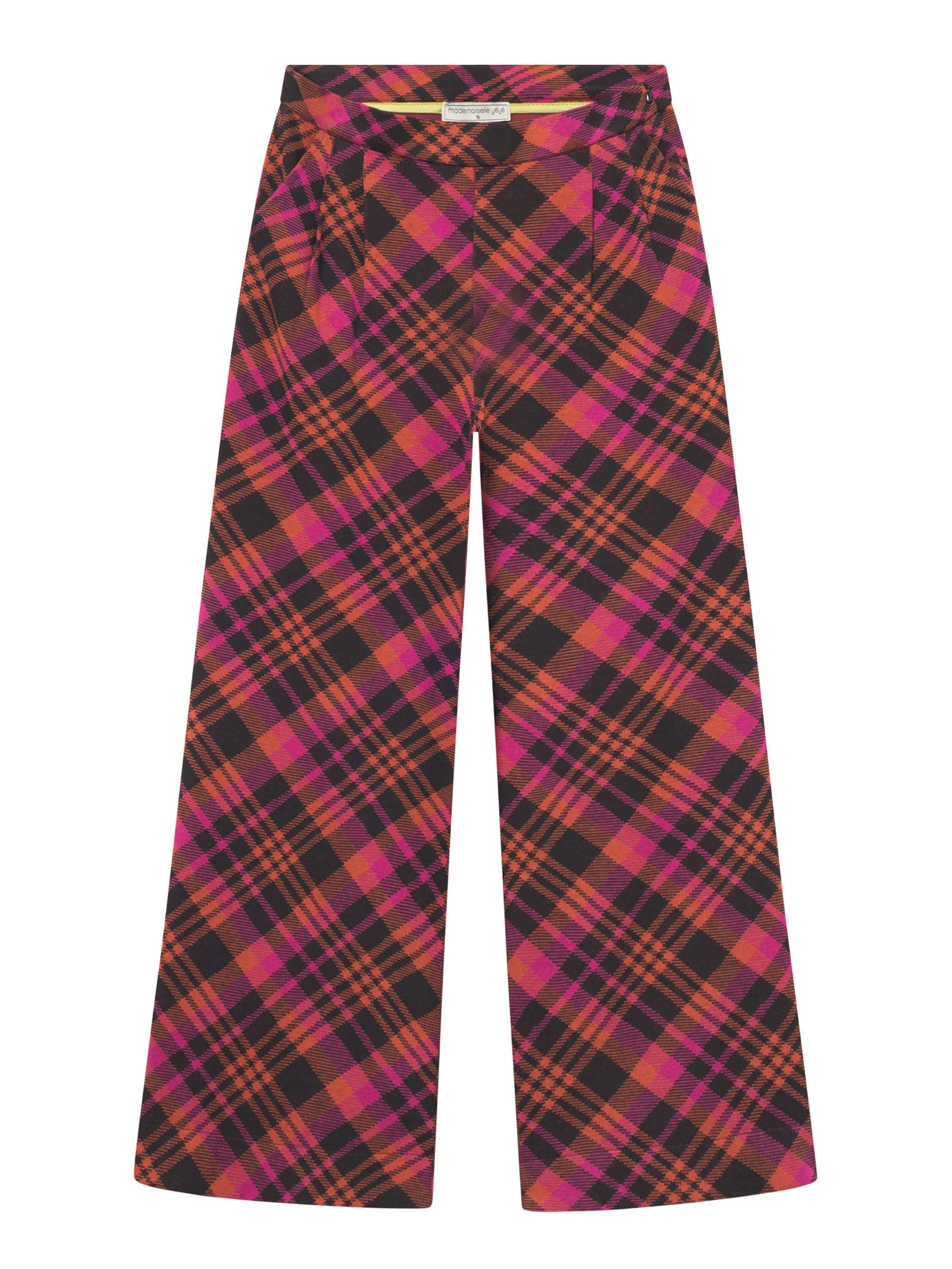 Lizzy Stardust Palazzo Trousers in Checker Pink/Orange – karierte Hose mit weitem Bein