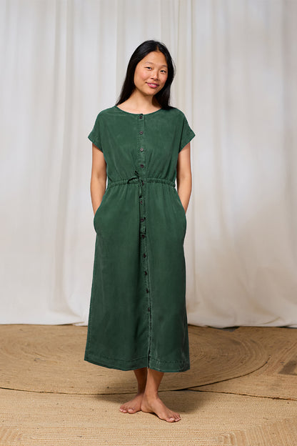 Kleid Dark Green – nachhaltiges Midi-Kleid aus TENCEL™ Lyocell