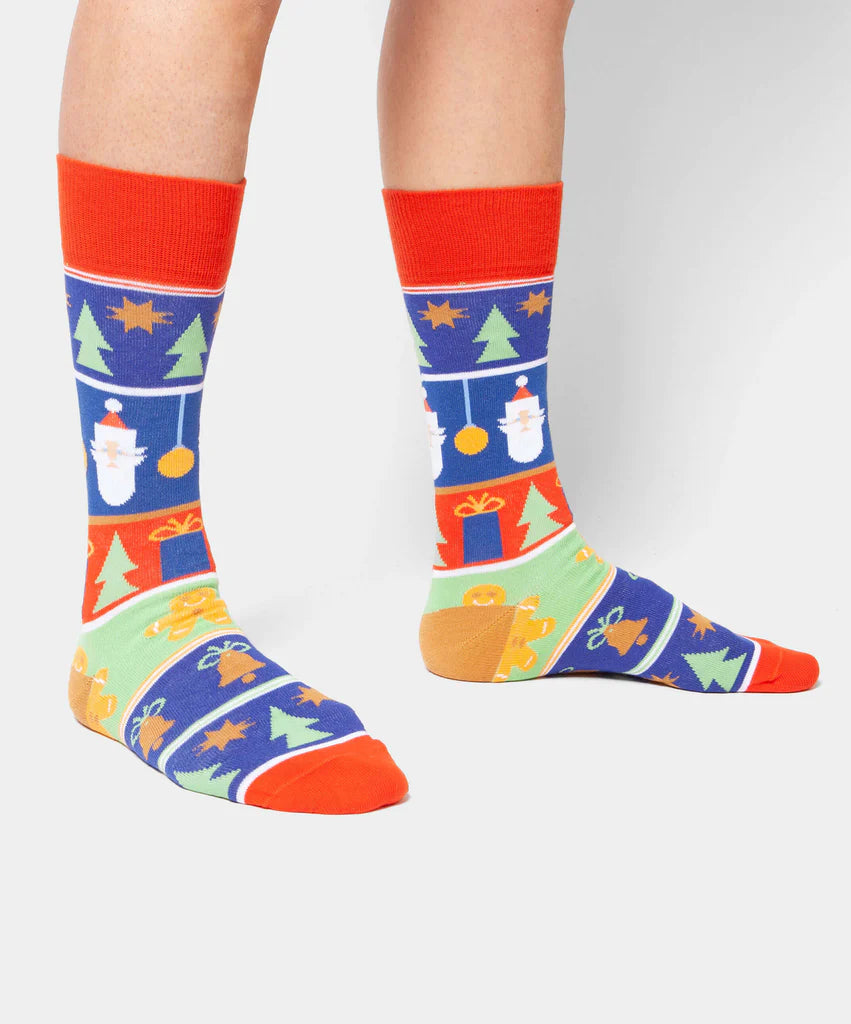 Hello Santa – bunte Socken mit Weihnachts-Motiv